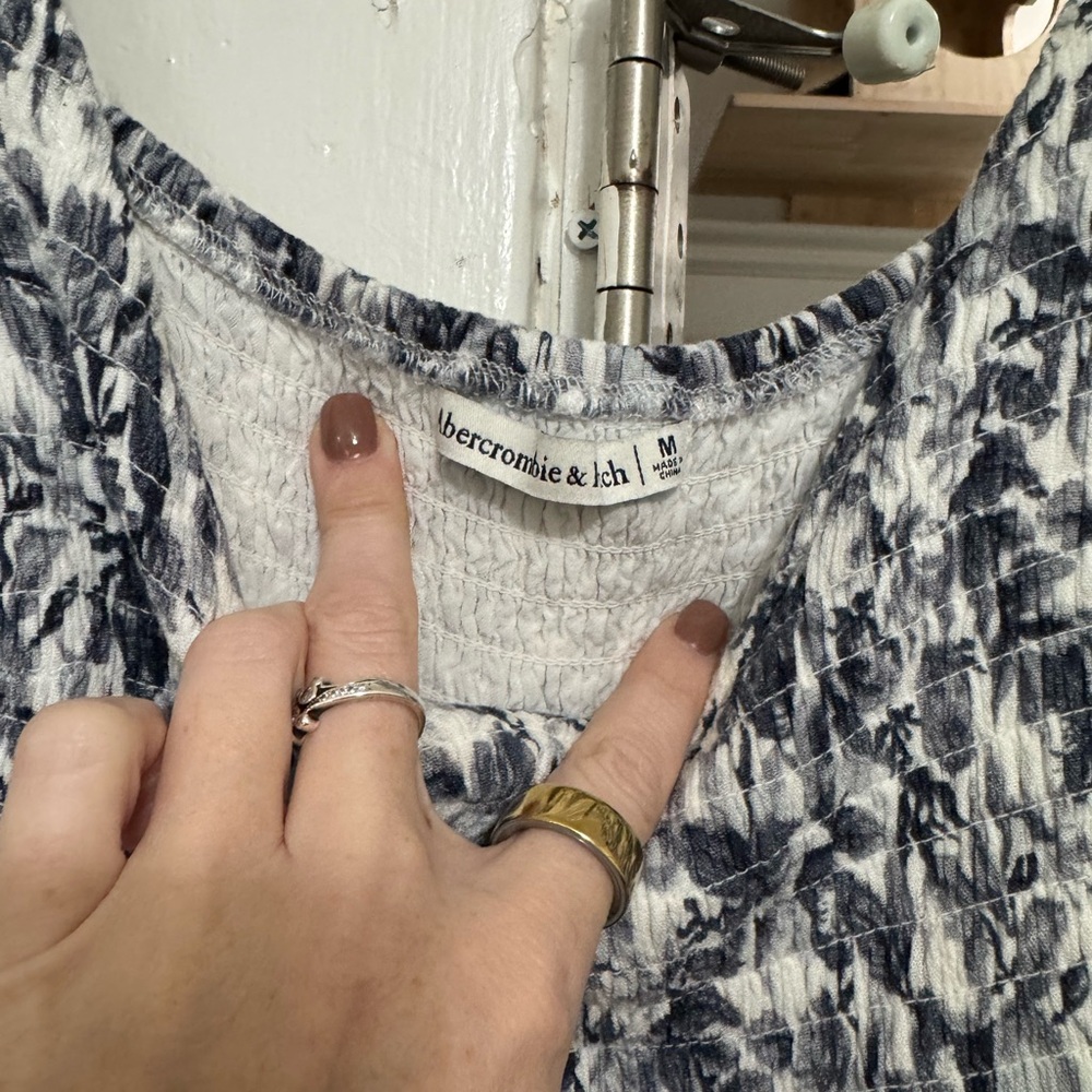 Abercrombie & Fitch Navy and White Floral Midi Dress - Picture 4 of 4